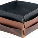 boshiho Valet Tray for Men, Leather Jewelry Catchall Key Phone Coin Box Change Caddy Bedside Storage Box (Crazy Horse Leather - Light Brown)