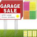 Garage Sale Kit (10 Pcs), 5 Pack Garage Sale Signs with Metal Stakes, 5 Pack Yard Sales Price Stickers, Directional Arrows Sign, Yard Sales Supplies, Double Sided, Weatherproof, Large Price Tags