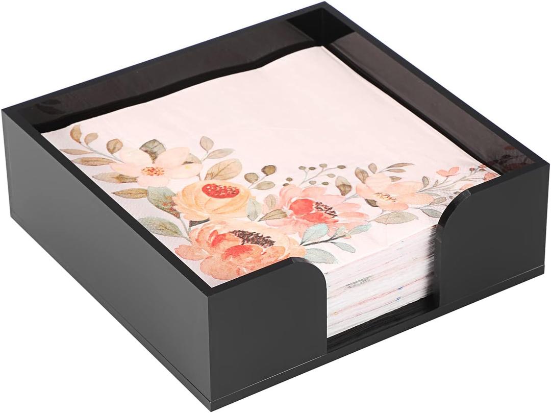 Sumnacon Square Acrylic Napkin Holder - Stylish Black Luncheon Napkin Holders for Dining Table Countertop Kitchen, Decorative Napkin Holder Basket for Picnic Wedding Party Restaurant Office Hotel