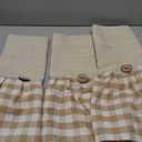 Gxi Tie Top Gingham Kitchen Curtain Check Ruffle Valance Rod Pocket Classic Vintage Beige Farmhouse Short Curtain Linen Valances for Small Windows, 1 Panel W59 x L20 inch