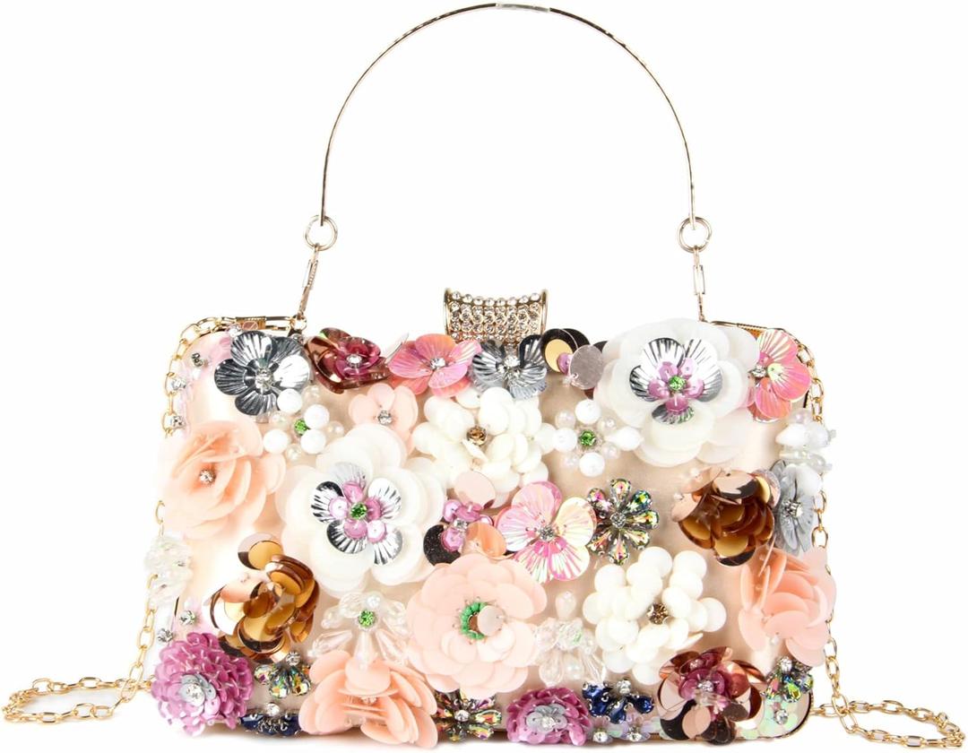 Women Clutches Flower Evening Handbag Chain Strap Shoulder Bag