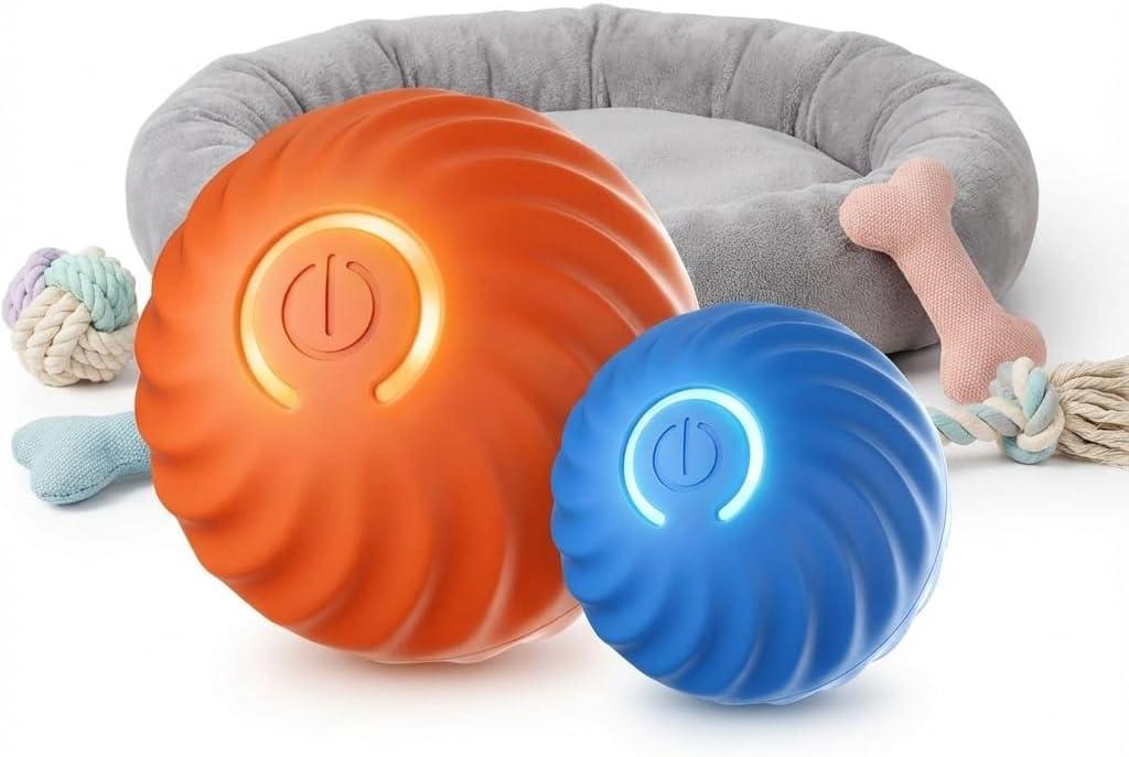 USB Rechargeable Smart Dog Toy Ball  Interactive Rolling Pet Exercise Ball with LED Lights, Automatic Motion, Durable ABS Build for Dogs and Puppies - 1 Piece