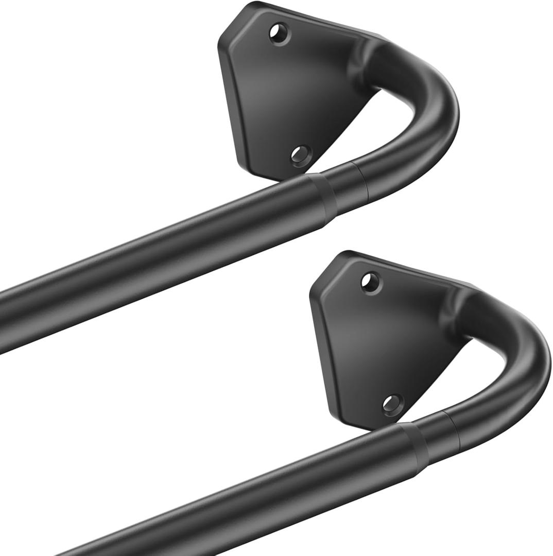 2 Pack Black Curtain Rods for Windows 28 to 48 inch,Adjustable Blackout Drapery Rods for Bedroom,Outdoor,5/8 Inch Diameter Wrap Around Curtain Rod,No Rust