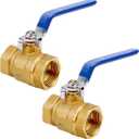 1" NPT 2PCS Full Port Forged Brass Ball Valve, Full Port Heavy Duty Brass Ball Valve Shut Off Switch for Water and Oil