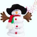 Gfilay Singing and Dancing Snowman Plush Toy,Musical Santa Snowman Doll with 6 Christmas Songs for Christmas Animated Stuffed Decoration