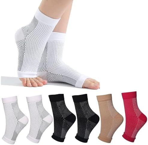 Neuropathy Socks for Women, 6Pairs Soothe Compression Socks for Neuropathy Pain, Ankle Brace Plantar Fasciitis Swelling Relief, L/XL