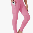 Willit Girls Horse Riding Pants Tights Kids Equestrian Breeches Knee-Patch Youth Schooling Tights Zipper Pockets Rose L