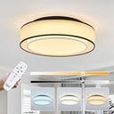 CVKASH Modern Flush Mount Ceiling Light Fixture Drum Chandelier Fabric Shade Close to Ceiling Light for Bedroom Dining Room Hallway Foyer Closet