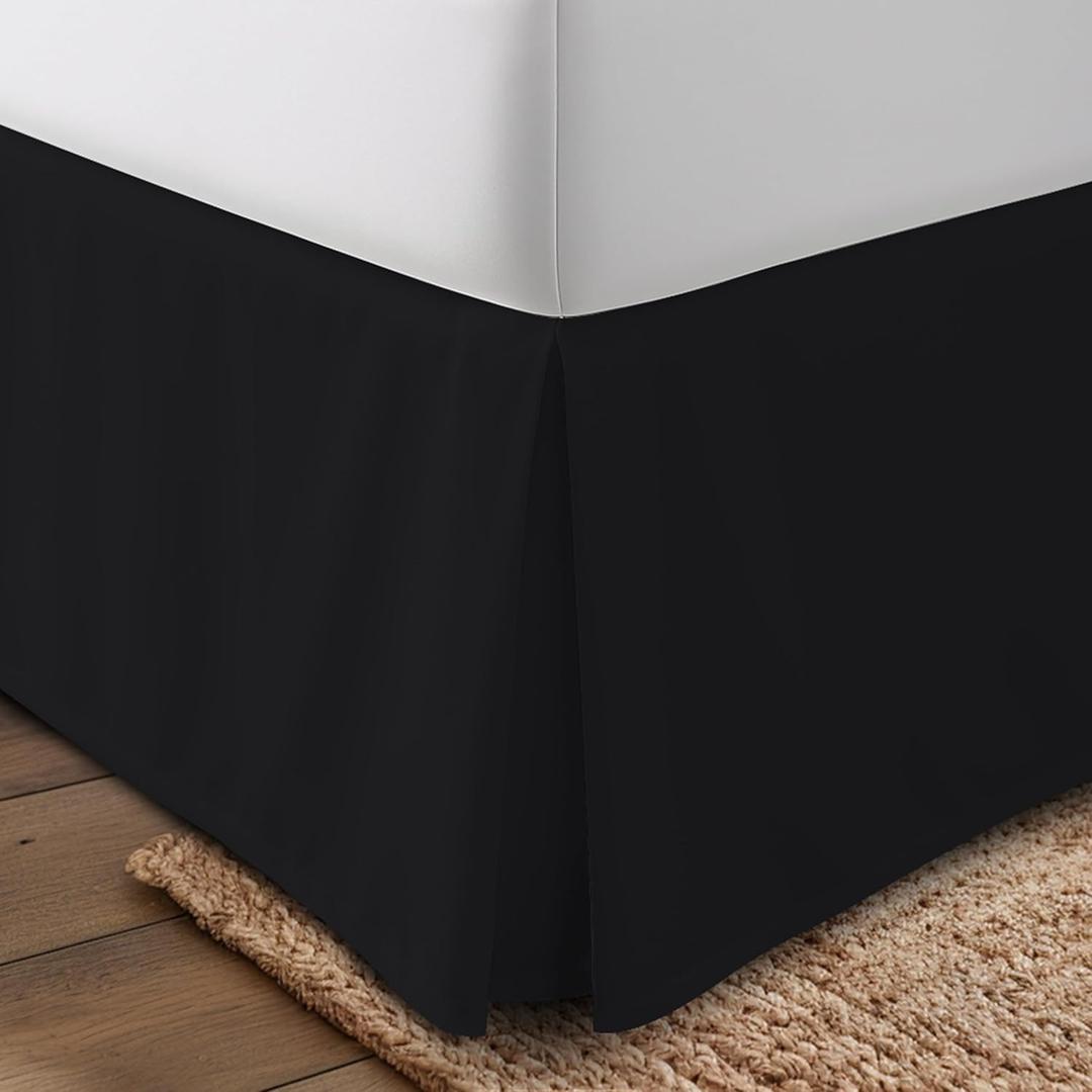 Utopia Bedding Queen Bed Skirt - Soft Quadruple Pleated Ruffle - Easy Fit with 16 Inch Tailored Drop - Hotel Quality, Shrinkage and Fade Resistant (Queen, Black)