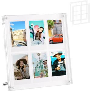 2x3 Mini Polaroid Picture Frames for Fujifilm Instax Mini/Square Film, Acrylic Fridge Magnetic Photo Frame, Instax Floating Collage Frame for Fridge and Desktop, Polaroid Picture Display Holder (8x8")