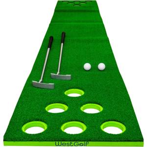 Complete Golf Game | Golf Mat | The Ultimate Portable Golf Pong Putting Game Set | Play Golf Pong Game Anywhere | Includes 2 Putters, 2 Balls, 12 Hole Covers