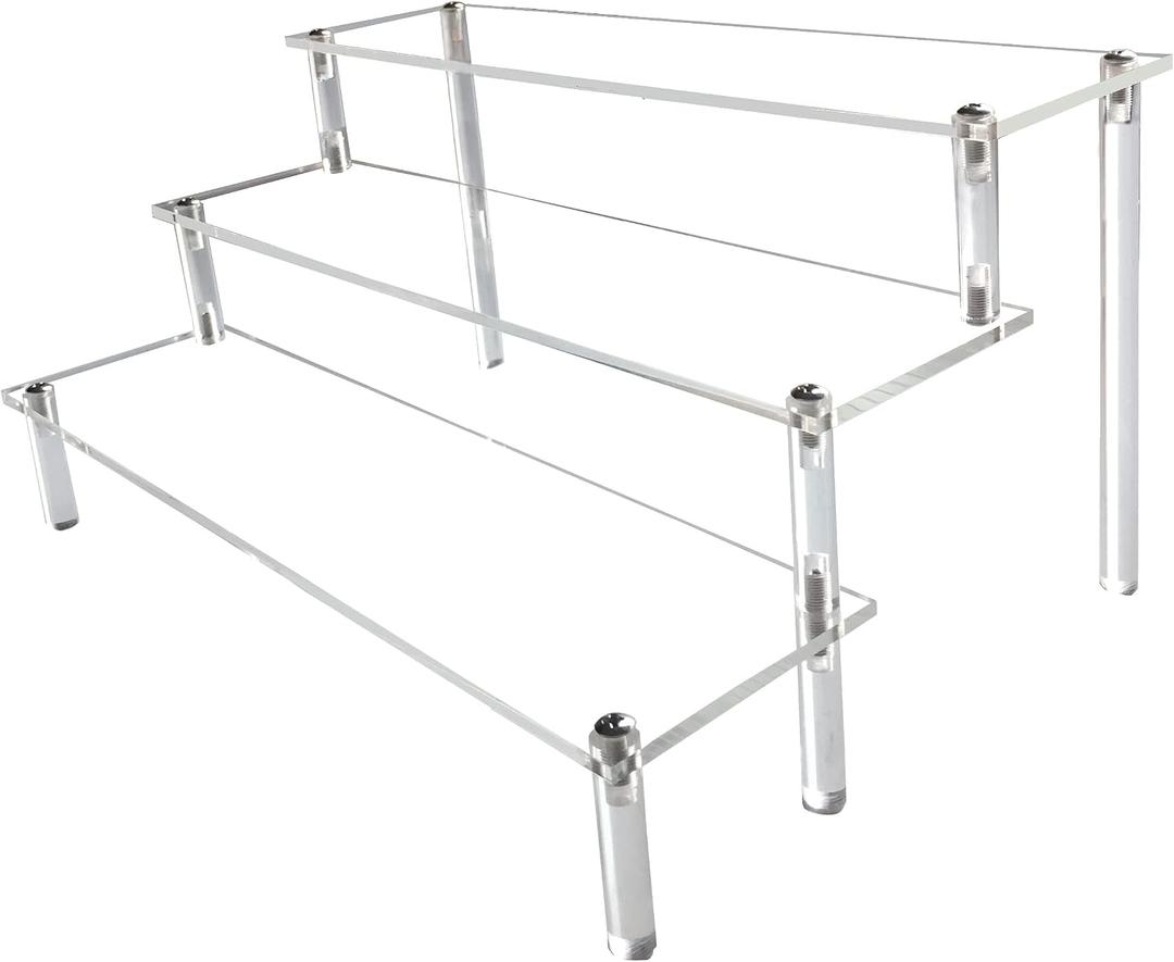 AZEAM Acrylic Riser,Clear Display Risers Stand Perfume Organizer Cologne Acrylic Shelves 3 Tiered Cupcake Shelf for Amiibo Funko POP Figures Food Desserts Holder Collection Cosmetic Vendor Product