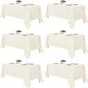 Fitable Ivory Tablecloths for 6-8 Foot Tables, 6 Pack - 70 x 120 Inches - Reusable and Washable Table Clothes, Polyester Fabric Table Covers for Wedding, Party, Banquet