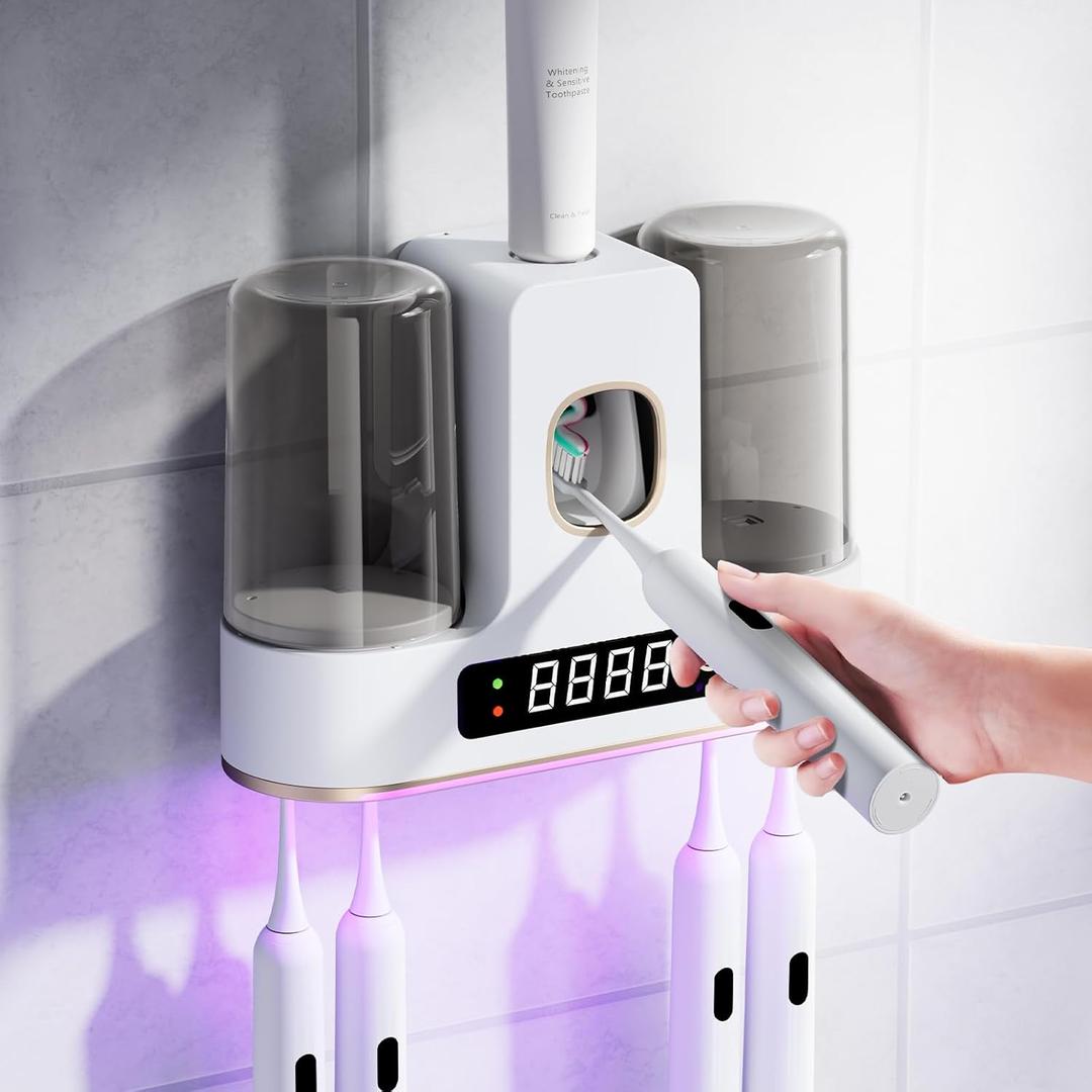 Toothbrush Holders for Bathrooms with Air-Drying, Toothbrush Holders for Bathrooms, Toothbrush Holder Kids, Toothpaste Holder for Bathroom Countertop Accessories Storage