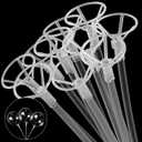 RUBFAC 20pcs Balloon Sticks with Cups Clear Balloon Holder Stick Stand 15inches to 32inches Large and Long Party Balloon Stand for Bobo Balloons Birthday Wedding Party Supplies