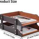 Leather Desk Organizer,2-Tier Stackable Letter Tray Holder,Office Supplies Desktop Storage Box for Document,Stationery,Magazines,Newspapers,Letters and Other Home Office Paper Sundries,Coffee
