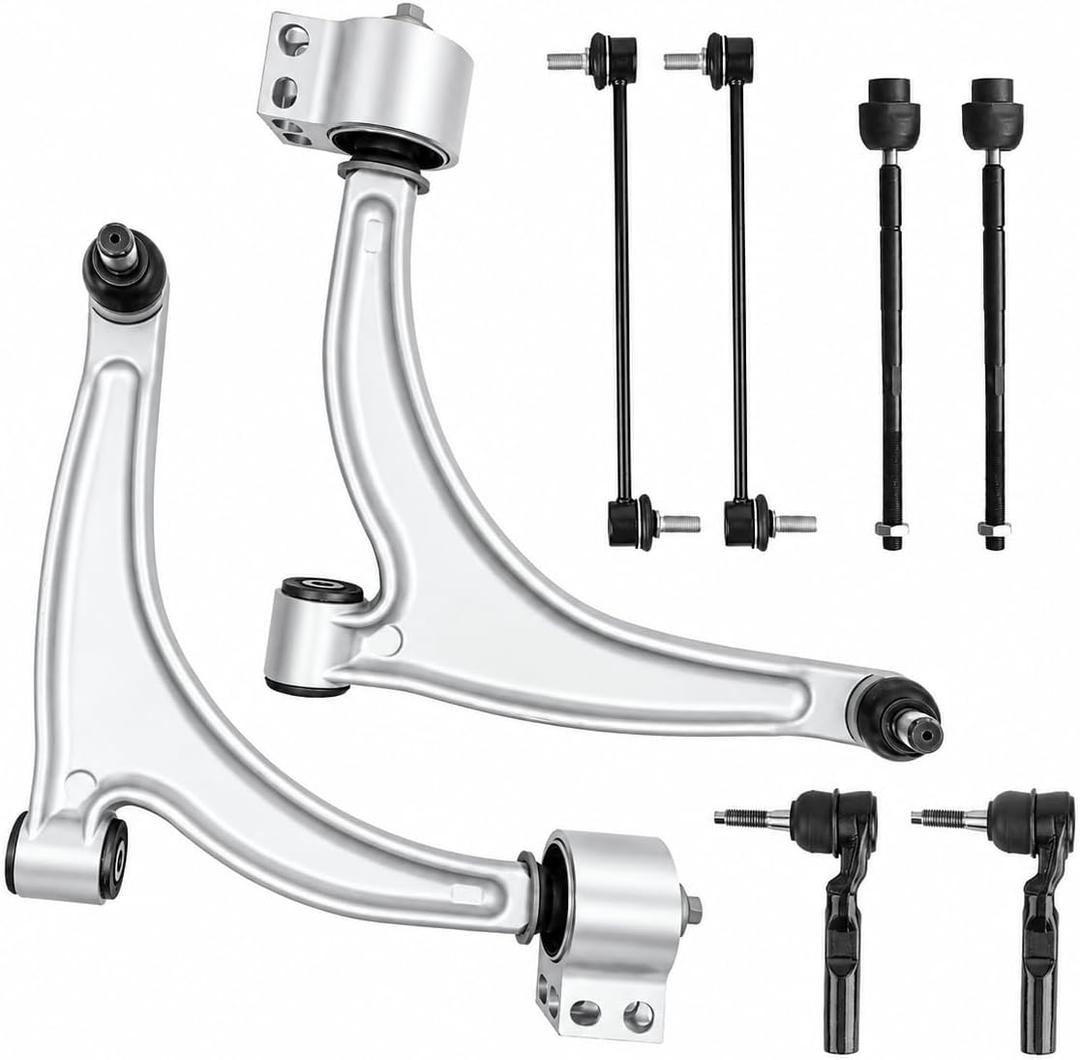 Front Lower Control Arm Suspension Kit Fit for 2004-2012 Chevrolet Malibu 2005-2010 Pontiac G6 2007-2009 Saturn Aura with Ball Joint Tie Rods K620180 K620179-8 pcs