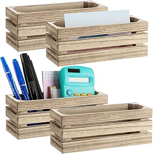 Tatuo 3 Pack Magnetic Whiteboard Marker Holder Burnt Wood Dry Erase Marker Holder for Whiteboard, Desktop Office Supplies Organizer Crates(Burly Wood)