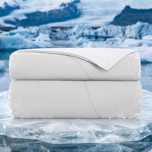 Topcee Cooling Comforter 90"x90"-Cooling Blanket Everlasting Cold Touch for Hot Sleepers-Q-max 0.35 Double-Sided Lightweight Design Summer Ice Blanket for Night Sweats-Grey Queen