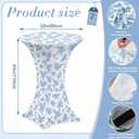 Mindsoft 2 Pcs 32''x43'' Blue Floral Highboy Spandex Cocktail Table Cover Fitted Stretch Cocktail Tablecloth Blue & White Porcelain Spandex High Top Table Cover for Wedding Birthday Graduation Party