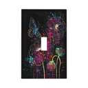 2 x Butterfly Flowers Floral Vibrant Watercolor Decorative Light Switch Cover 1 Gang Single Toggle Device Electrical Faceplate Switchplates Decorator Outlet Wall Plate for Bedroom living Room Decor