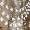 2 Packs 100 LED Christmas Snowflake String Lights Hanging Decorations - Winter Wonderland Lighted Decor for Holiday Xmas Indoor Outdoor Party Supplies (42.6ft, Batteries Not Included) (White)