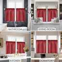 MIULEE Christmas Linen Cafe Curtains 30 Inch Length for Kitchen Bathroom Over Sink 2 Panels, Farmhouse Rod Pocket Short Semi Sheer Light Filtering Tier Curtains for Small Half Window, Burgundy Red