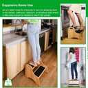 StrongTek Wooden 2 Step Stools for Kids, Safe Non-Slip Surface with Handles, 350 lbs Capacity, Portable Toddler Stepping Stool for Bathroom Kitchen and Bedroom (Natural)