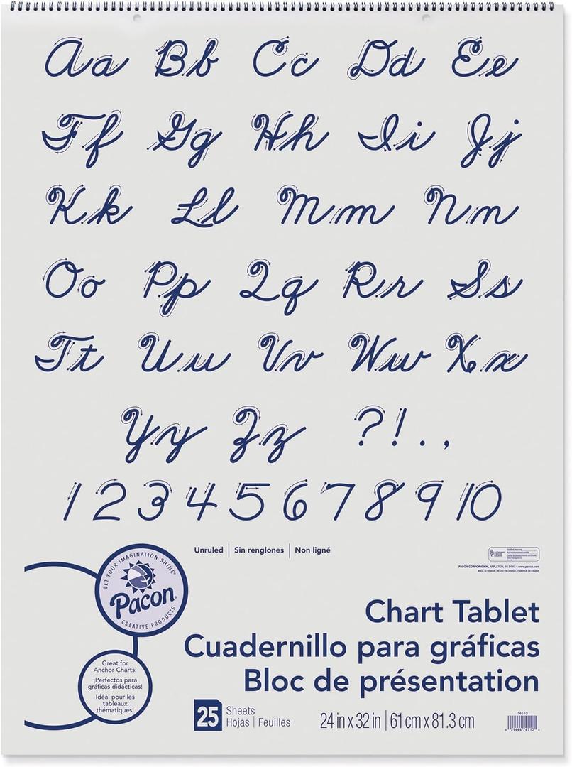 Pacon Chart Tablets, Unruled, 24 x 32, White, 25 Sheets
