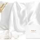 Bedsure 100% Pure Mulberry Silk Pillowcase for Hair and Skin, White Silk Pillow Case with Hidden Zipper, Cooling Pillow Cases Gifts for Women,1pc,Standard Size,20x26 Inches