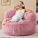 Hobestluk Bean Bag Chair Giant Bean Bag Chairs for Adults Big Adult Bean Bag Chair with Foam Filler Large Beanbags with Stuffed Back Lazy Sofa, Pink-Oversize