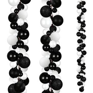 2 Pcs Christmas Ball Garland 6 ft Ball Ornaments Christmas Bulb Garland Xmas Tree Bauble Decorations for Party Supplies Indoor Outdoor Home Office Decoration Accessories(Black,White)