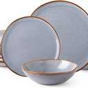 AmorArc Ceramic Dinnerware Sets,Handmade Reactive Glaze Stoneware Plates and Bowls Sets,Highly Scratch Resistant | Dishwasher & Microwave Safe Dishes Set,Service for 4 (12pc)