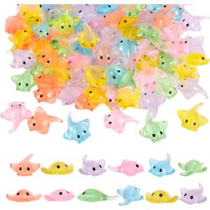 120 PCS Miniature Sting Ray Statues, Mini Ray Fish Cake Decoration, Marine Animal Toy, Doll House Garden Decoration DIY Crafts (6 Colors)