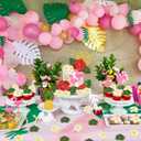 2 x Yisquar Hawaiian Flower Cake Toppers Flamingo Cake Topper Summer Cake Decorations with Pineapple and Hibiscus Flower Palm Leaves for Tropical Hawaii Aloha Luau Flamingo Themed Party Supplies
