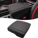KBH Center Console Armrest Cover for 2019-2026 Dodge Ram 1500 2500 3500 5th Gen, Floor Console Bucket Seat, Arm Rest Cushion Pad Protector, Vinyl Leather, Black-Red Stitches