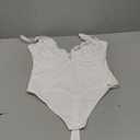 Popilush Shapewear Bodysuits for Women - Tummy Control Body Suits for Womens Deep V Corset Tops Thong Concert Outfits (L(8-10), Arctic White)