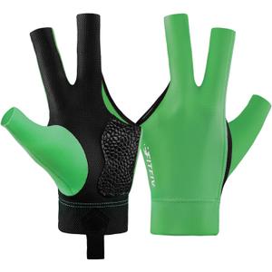 Billiards Glove Professional 3-Finger Pool Glove for Left Hand, Snooker Cue Gloves for Men and Women (Small, Green)