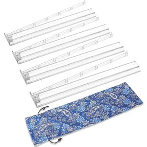 Mahjong All-in-One Tile Rack & Pusher with Bag, Clear Acrylic Mahjong Combo, Modern American Majiang, Set of 4, White, 17.7 inches