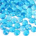 DomeStar 1LB Flat Glass Marbles, Light Blue Decorative Marbles for Vases Aquarium Pebbles Fish Tank Rocks Vase Fillers DIY Crafts Table Scatter Decor