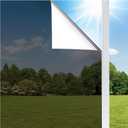 Coavas One Way Window Privacy Film, Reflective Window Tint for Home See Out Not in, Sun Blocking Anti UV Static Cling Glass Windows Door Coverings for Winter, 17.5x78.7 Inch (Black-silver)