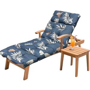Outdoor Chaise Lounge Chair Cushion 75.1 x 23.6 x 4.7in, Waterproof Replacement Cotton Patio Thickened Pool Lounge Chair Cushion with Ties for Patio Outdoor Furniture,Tropical Leaf