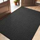 DEXI Front Entryway Door Mat Non Slip 48x72, Large Double Entry Way Mats Inside Entrance Low Profile, Welcome Doormat Dirt Trapper for Garage House Floor Home Porter Hall Backdoor Area, Dark Grey