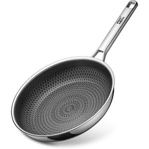 Non Stick Frying Pans Hybrid Ceramic, 12 Inch Tri-Ply Stainless Steel Skillet, Non-Toxic, PFAS/PFOA/PTFE Free, Metal Utensil Safe, Dishwasher & Oven Safe, Induction Compatible,Upgraded Version