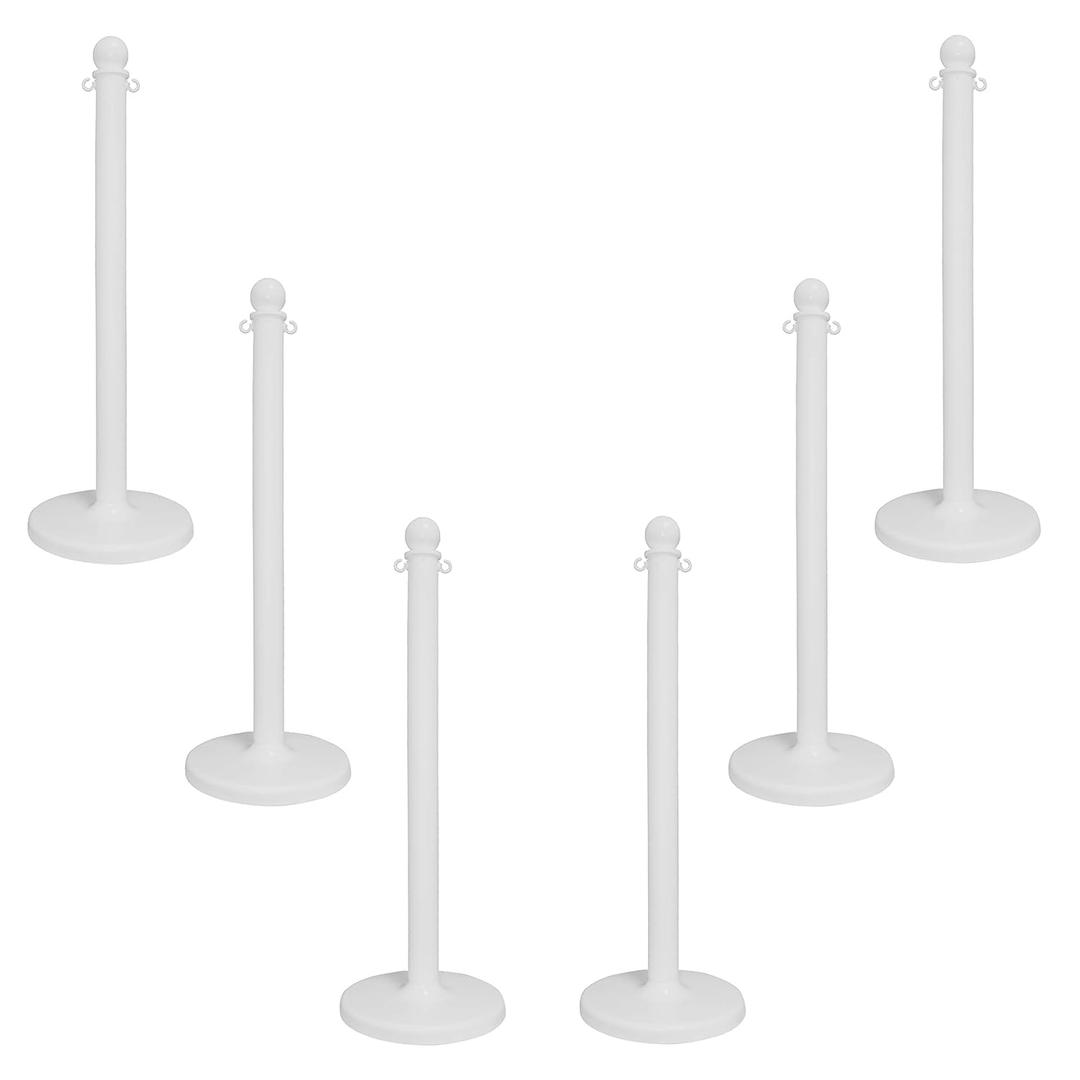Mr. Chain 96401-6 White Stanchion, 2.5" link x 40" Overall Height, Pack of 6