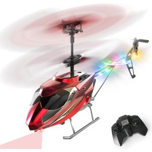 VATOS RC Helicopter for Boys, 2.4G Remote Control Helicopter with LED Light for Kids 12+ Years Old, Fixed Height, One-Key Take-Off, Indoor RC Planes Ideal Festival Gifts for Boys Adults (Red)