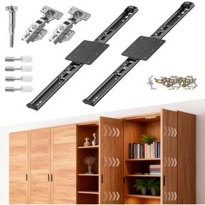 ​Pocket Door Slide, Pocket Cabinet Door Hardware, 16 inch 2PCS Pivot Door Slide Hardware Kit for Inset Door, Cabinet Door