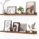 Heimlove Picture Ledge Shelf, Floating Shelves Set of 2, 31.5Inches Picture Shelf for Wall with Ledge, Kids Bookshelf Wall Mounted for Living Room Bedroom Decor Books Photo Frames - Rustic Brown