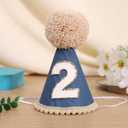 Simple 2nd Birthday Hat - Second Cone Hat,Two Years Old Decor Photo Props,Party Crown Outfit for Girls/Boys