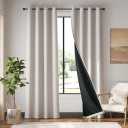 jinchan Room Darkening Curtains 90 Inch Long Grey, Faux Linen Curtain for Living Room, Thermal Insulated Room Darkening Grommet Top Window Drape, 2 Panels for Bedroom Gray